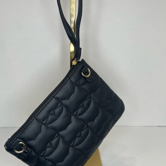 Luv Betsey Johnson Black Cat Embossed Wristlet with shoulder strap - Picture 4 of 9